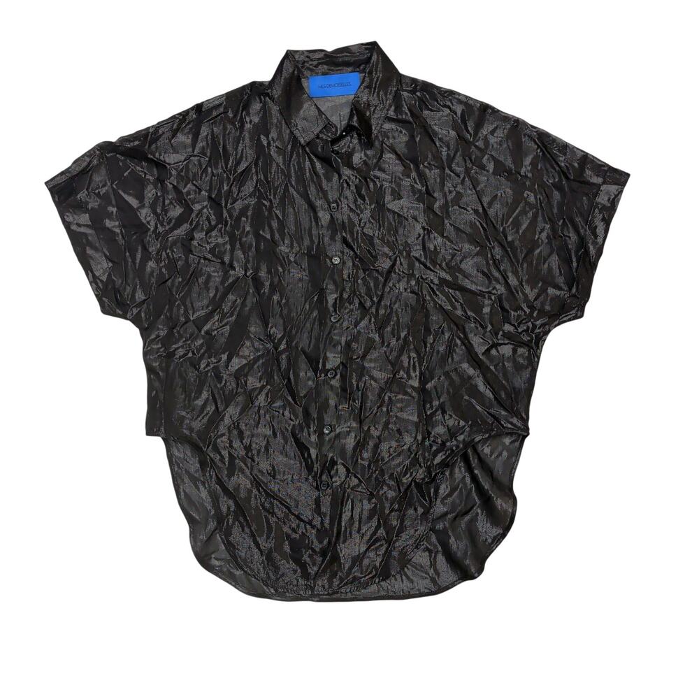 Mes Demoiselles Light Shirt Black Button Up Women's 36/Small Viscose Lurex Glam